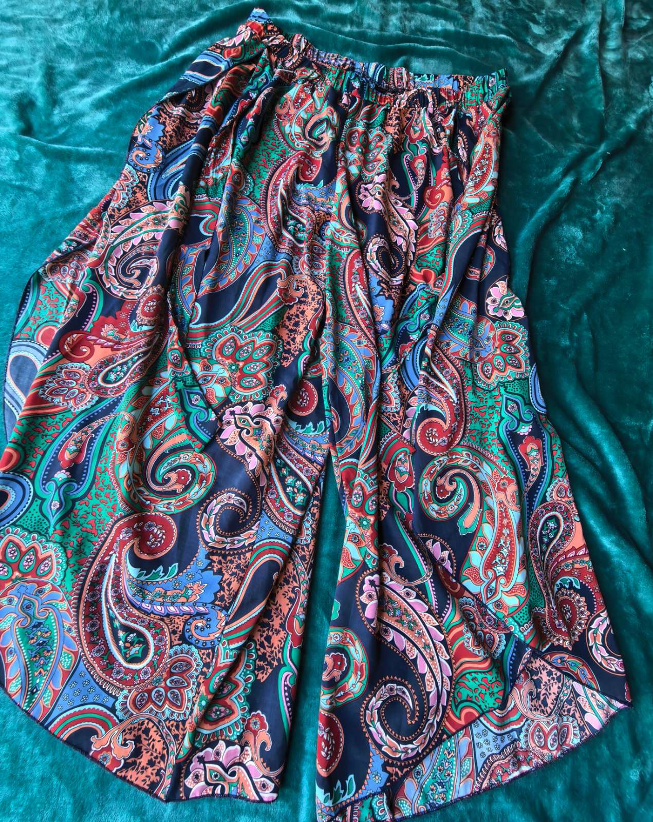 Paisley print wide-leg wrap-front pants, photo 2