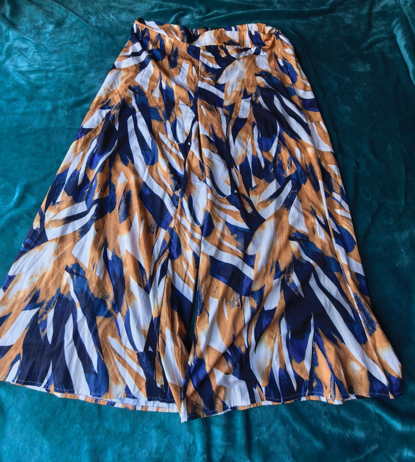 Abstract print wide-leg culotte pants, photo 2