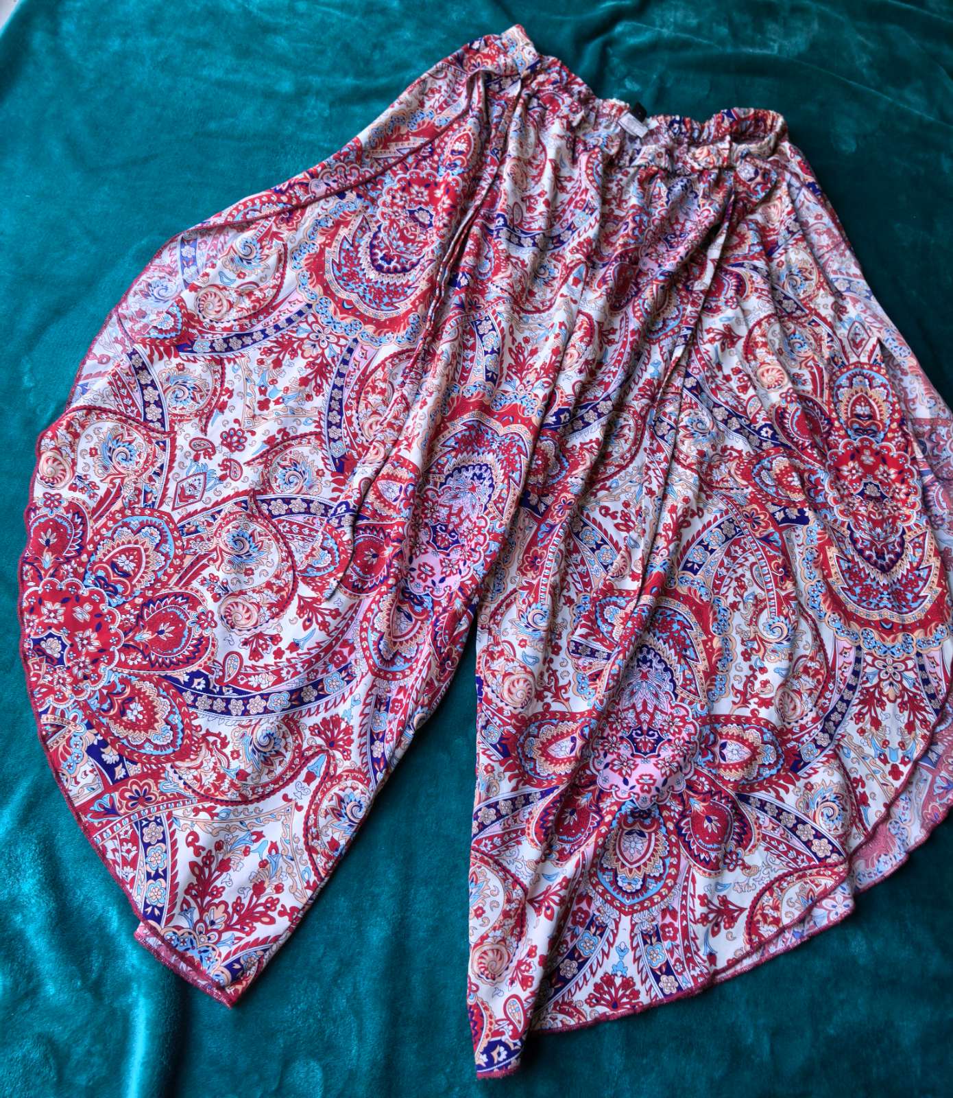 Red paisley wrap-style maxi skirt, photo 2