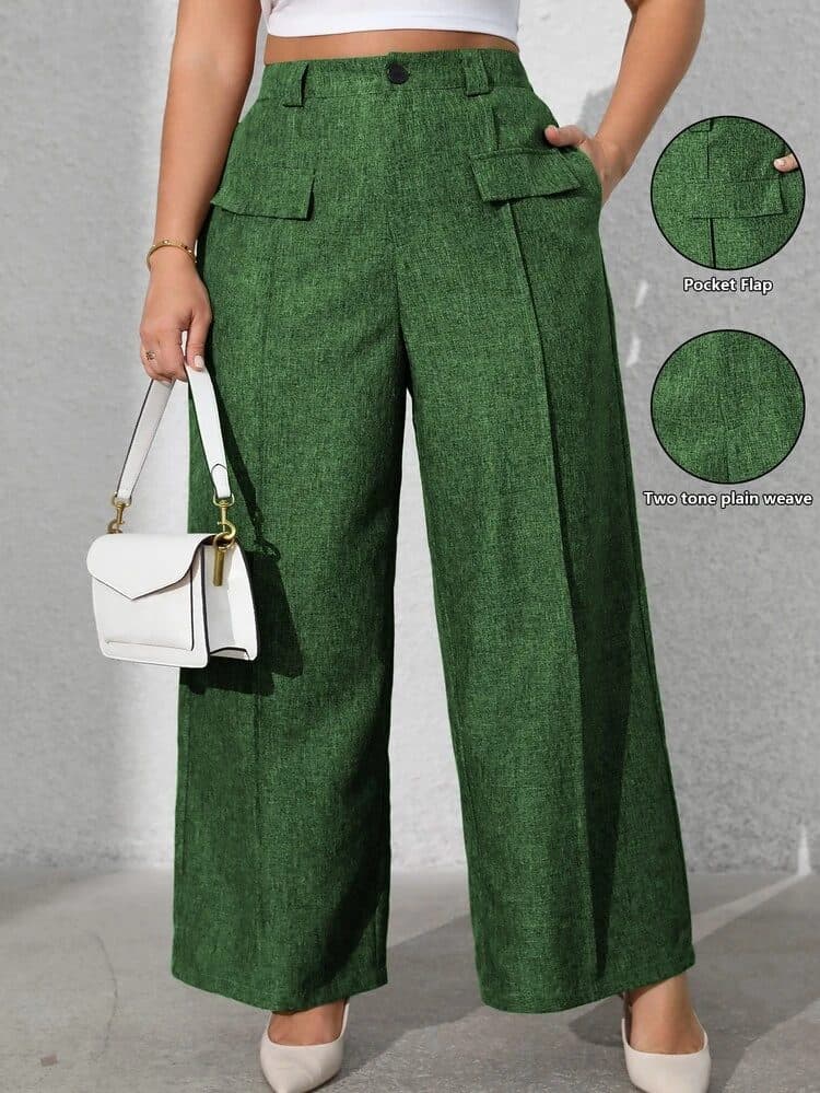 Green wide-leg cropped trousers